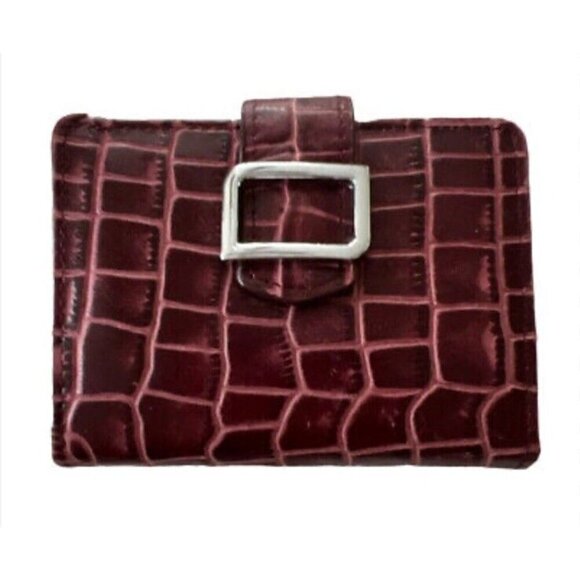 Identity Stronghold Womens Wallet Croc Print Leather Bifold Organizer - Picture 1 of 16